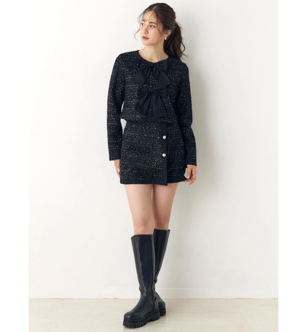 CALNAMUR「カットラメツイードラップ調スカート」|スカート|