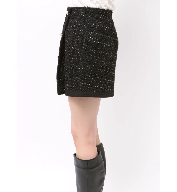 CALNAMUR「カットラメツイードラップ調スカート」|スカート|
