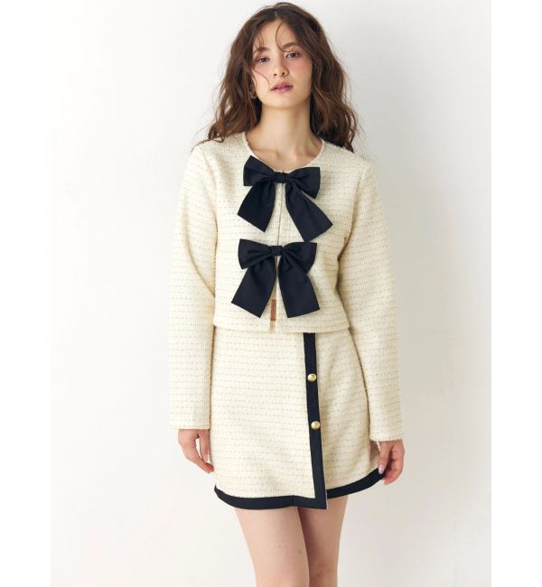 CALNAMUR「カットラメツイードラップ調スカート」|スカート|