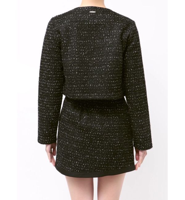 CALNAMUR「カットラメツイードリボンジャケット」|ノーカラージャケット|