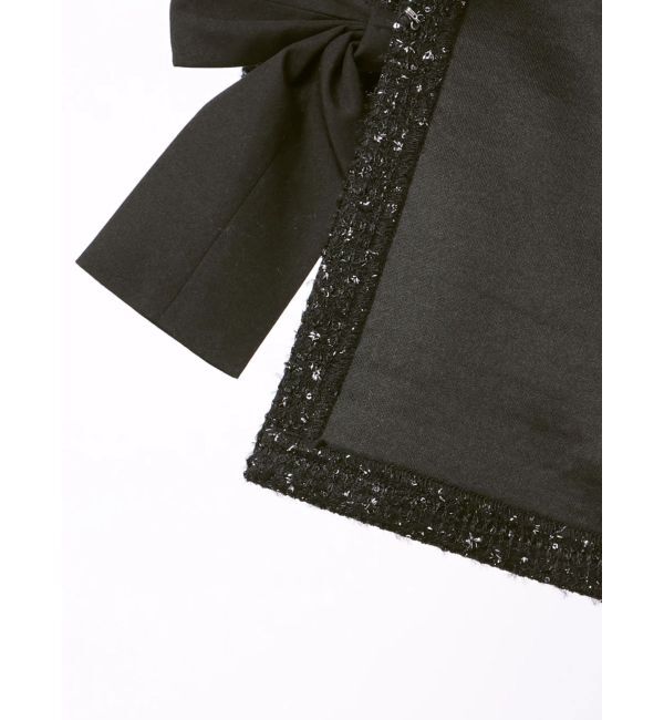 CALNAMUR「カットラメツイードリボンジャケット」|ノーカラージャケット|