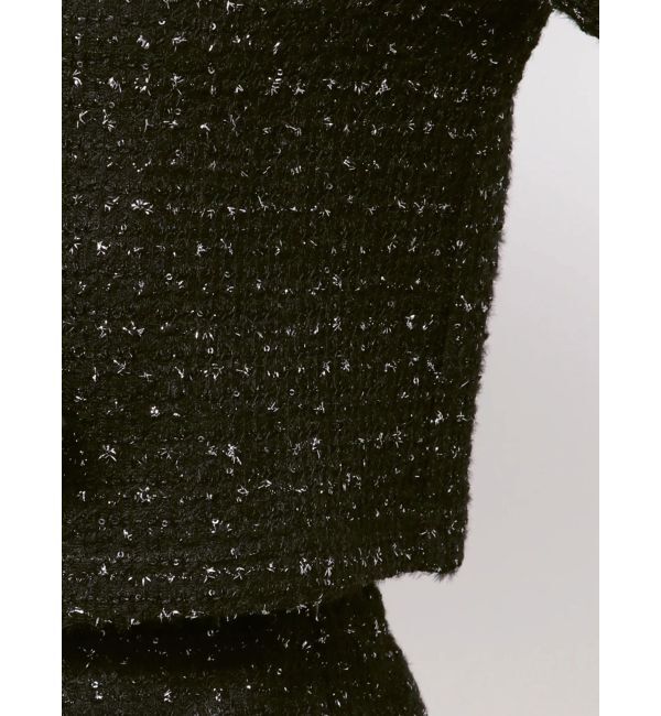 CALNAMUR「カットラメツイードリボンジャケット」|ノーカラージャケット|