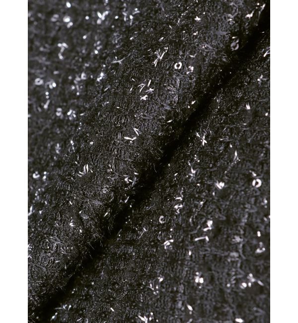 CALNAMUR「カットラメツイードリボンジャケット」|ノーカラージャケット|