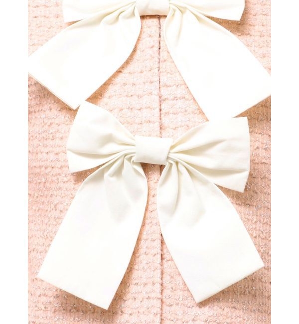 CALNAMUR「カットラメツイードリボンジャケット」|ノーカラージャケット|