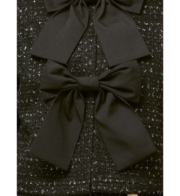 CALNAMUR「カットラメツイードリボンジャケット」|ノーカラージャケット|