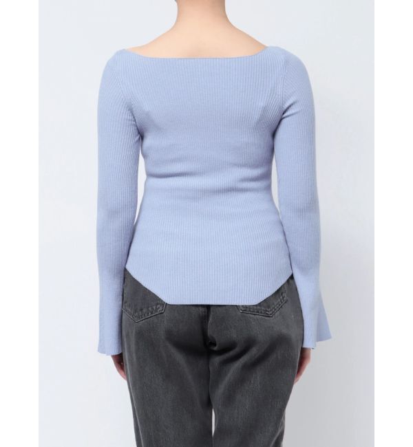 LAGUNAMOON「アシンメトリードレープフレアスリーブニット」|ニット・セーター|