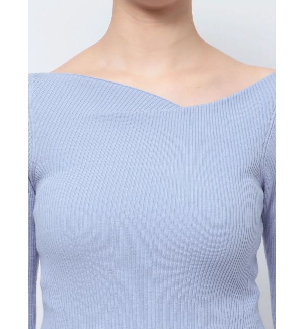 LAGUNAMOON「アシンメトリードレープフレアスリーブニット」|ニット・セーター|