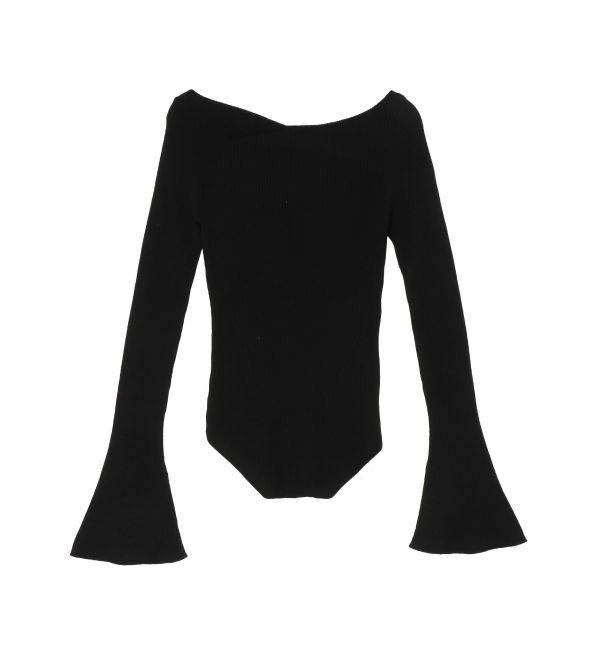 LAGUNAMOON「アシンメトリードレープフレアスリーブニット」|ニット・セーター|