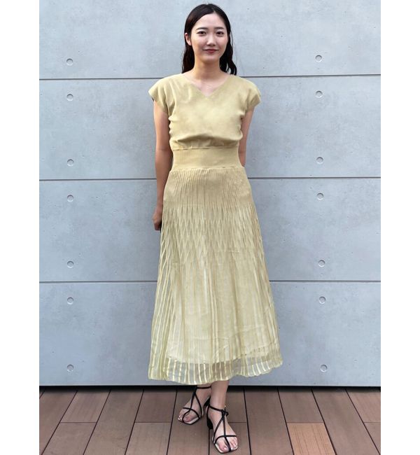 LAGUNAMOON「シアーパターンニットワンピース」|ワンピース|ライトグリーン