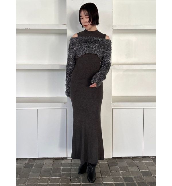 LAGUNAMOON「フェザーラメレイヤードニットワンピース」|ワンピース|