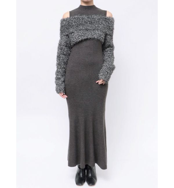 LAGUNAMOON「フェザーラメレイヤードニットワンピース」|ワンピース|