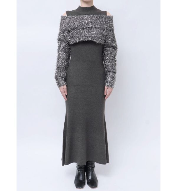 LAGUNAMOON「フェザーラメレイヤードニットワンピース」|ワンピース|