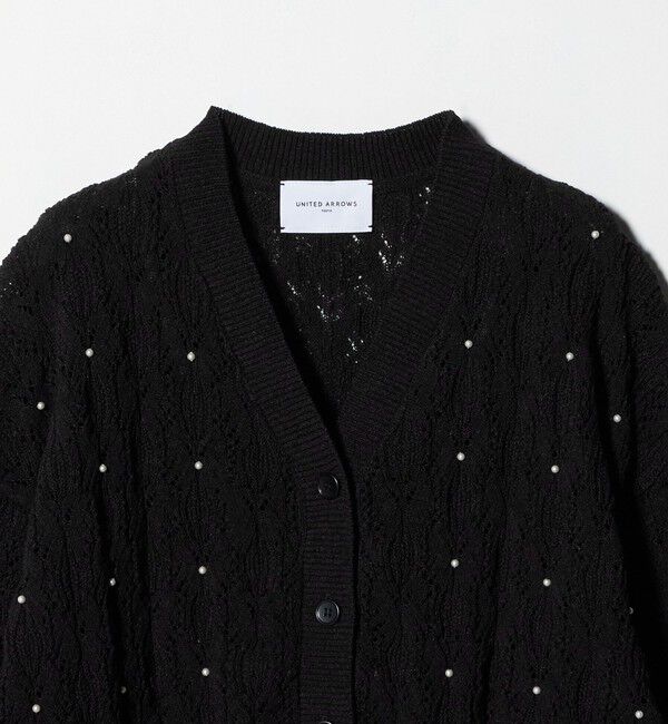 UNITED ARROWS「フェイクパール レース カーディガン ウォッシャブル」|カーディガン|