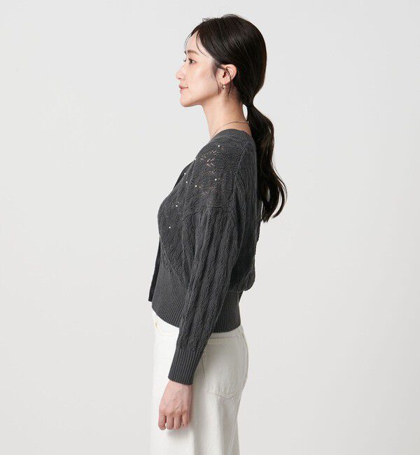 UNITED ARROWS「フェイクパール レース カーディガン ウォッシャブル」|カーディガン|