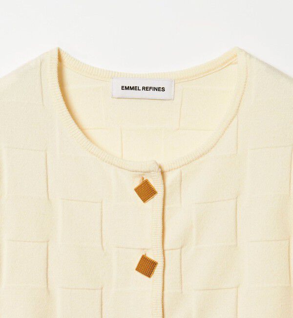 EMMEL REFINES「＜EMMEL REFINES＞EM HW スクエアアミ ＆ ボタン カーディガン」|カーディガン|