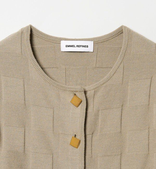 EMMEL REFINES「＜EMMEL REFINES＞EM HW スクエアアミ ＆ ボタン カーディガン」|カーディガン|