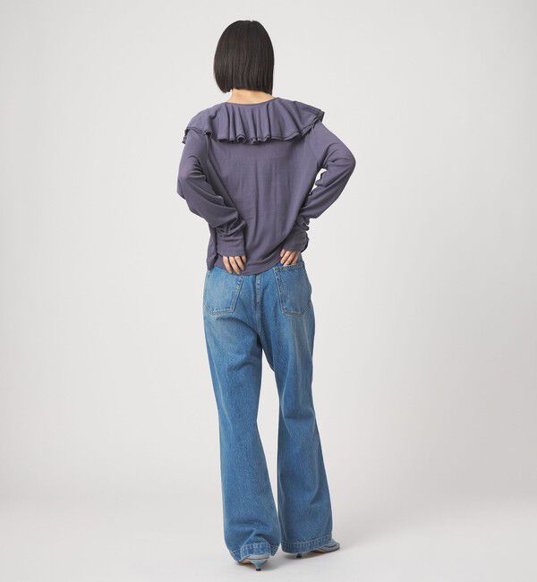 EMMEL REFINES「＜EMMEL REFINES＞EM フリルネック フライス カーディガン」|カーディガン|