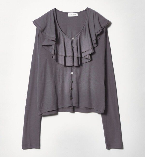 EMMEL REFINES「＜EMMEL REFINES＞EM フリルネック フライス カーディガン」|カーディガン|