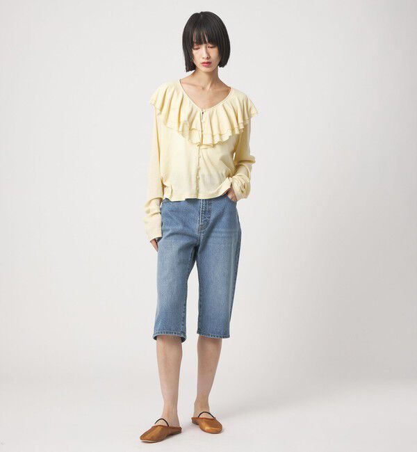 EMMEL REFINES「＜EMMEL REFINES＞EM フリルネック フライス カーディガン」|カーディガン|