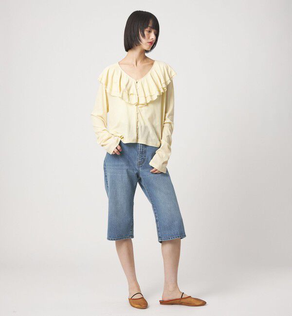 EMMEL REFINES「＜EMMEL REFINES＞EM フリルネック フライス カーディガン」|カーディガン|