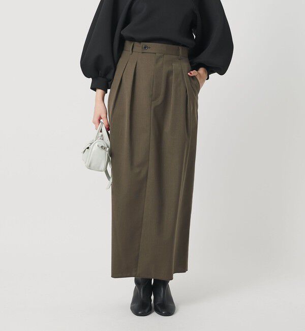 BEAUTY&YOUTH UNITED ARROWS「毛ブレンド タックロングスカート 防シワ ウォッシャブル」|スカート|