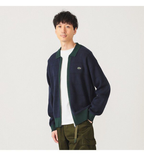 BEAMS「【別注】LACOSTE / ジップ カーディガン」|ニット・セーター|MARINE