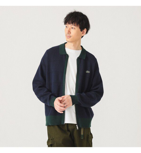 BEAMS「【別注】LACOSTE / ジップ カーディガン」|ニット・セーター|