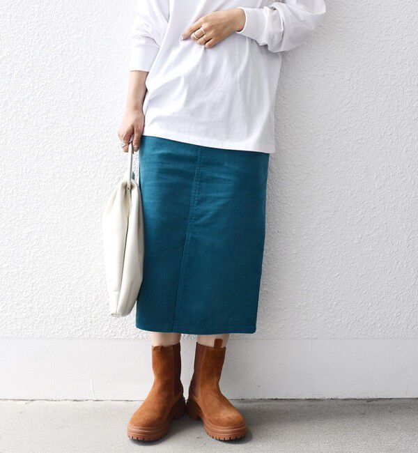 SHIPS for women「*〈手洗い可能〉ストレッチ コーデュロイ イージー ナロー スカート ◇」|タイト|