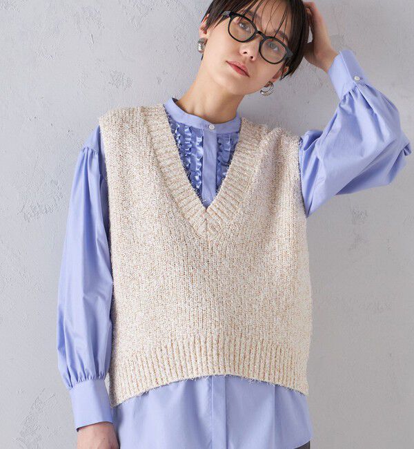 SHIPS for women「〈手洗い可能〉カール ヤーン スパンコール ベスト 24SS ◇」|ベスト・ジレ|