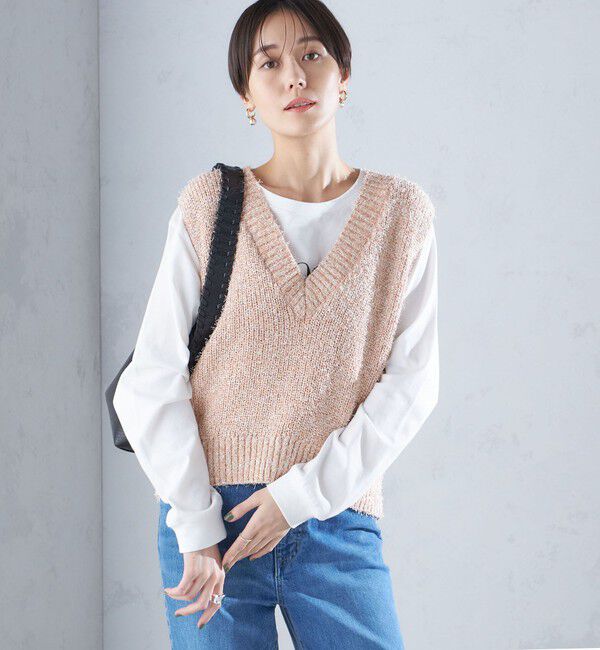 SHIPS for women「〈手洗い可能〉カール ヤーン スパンコール ベスト 24SS ◇」|ベスト・ジレ|
