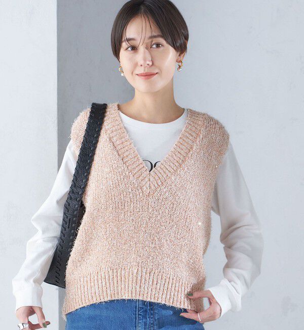 SHIPS for women「〈手洗い可能〉カール ヤーン スパンコール ベスト 24SS ◇」|ベスト・ジレ|