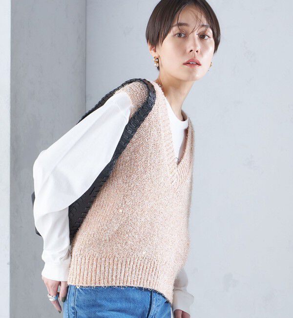 SHIPS for women「〈手洗い可能〉カール ヤーン スパンコール ベスト 24SS ◇」|ベスト・ジレ|