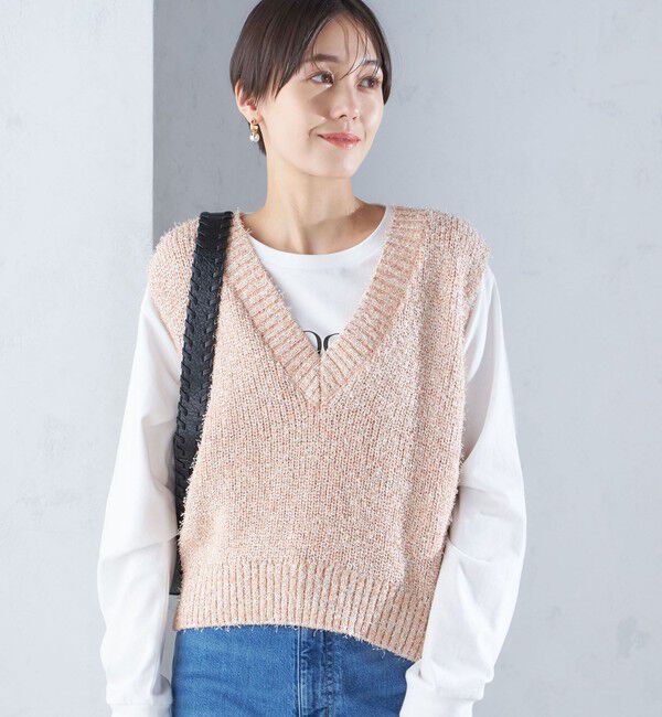 SHIPS for women「〈手洗い可能〉カール ヤーン スパンコール ベスト 24SS ◇」|ベスト・ジレ|