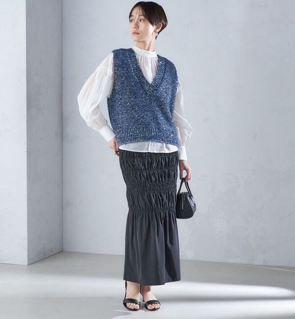 SHIPS for women「〈手洗い可能〉カール ヤーン スパンコール ベスト 24SS ◇」|ベスト・ジレ|