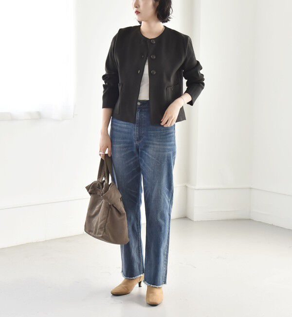 quaranciel「quaranciel:〈手洗い可能〉ノーカラー クラシカル ジャケット カーディガン」|カーディガン|