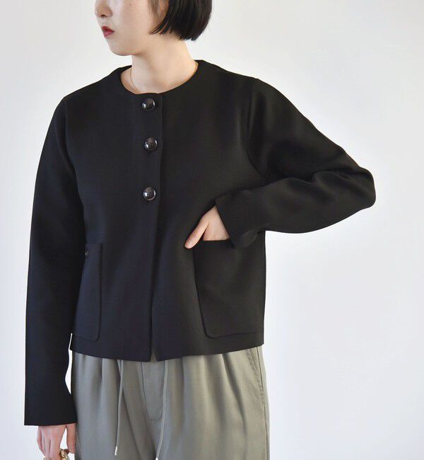 quaranciel「quaranciel:〈手洗い可能〉ノーカラー クラシカル ジャケット カーディガン」|カーディガン|