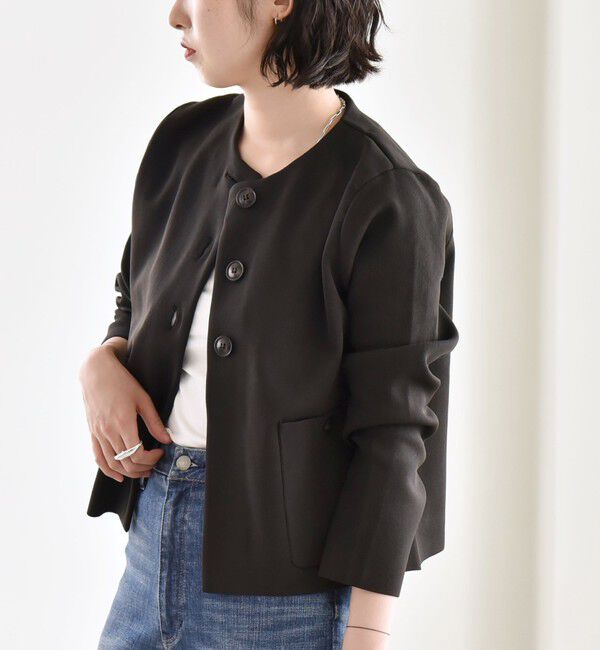 quaranciel「quaranciel:〈手洗い可能〉ノーカラー クラシカル ジャケット カーディガン」|カーディガン|