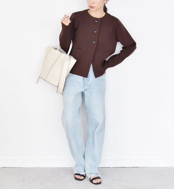 quaranciel「quaranciel:〈手洗い可能〉ノーカラー クラシカル ジャケット カーディガン」|カーディガン|