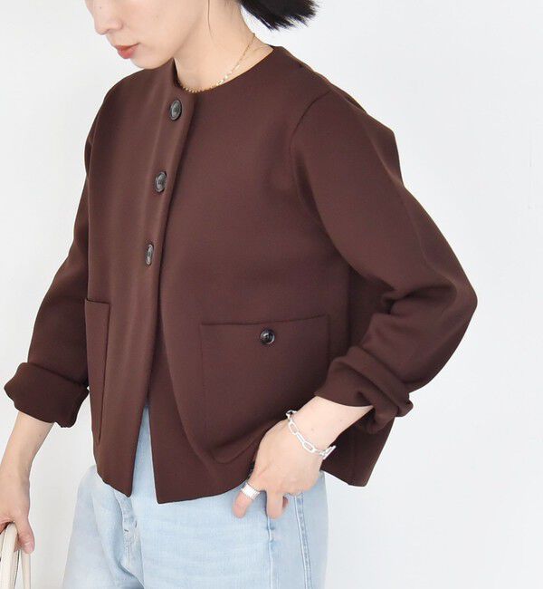 quaranciel「quaranciel:〈手洗い可能〉ノーカラー クラシカル ジャケット カーディガン」|カーディガン|