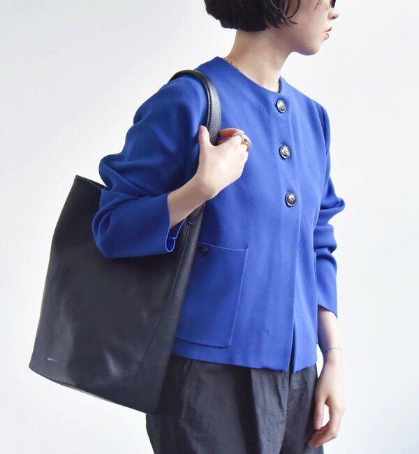 quaranciel「quaranciel:〈手洗い可能〉ノーカラー クラシカル ジャケット カーディガン」|カーディガン|