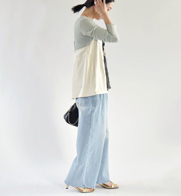 quaranciel「quaranciel:〈洗濯機可能〉サテン レース フロント オープン キャミソール」|キャミソール|