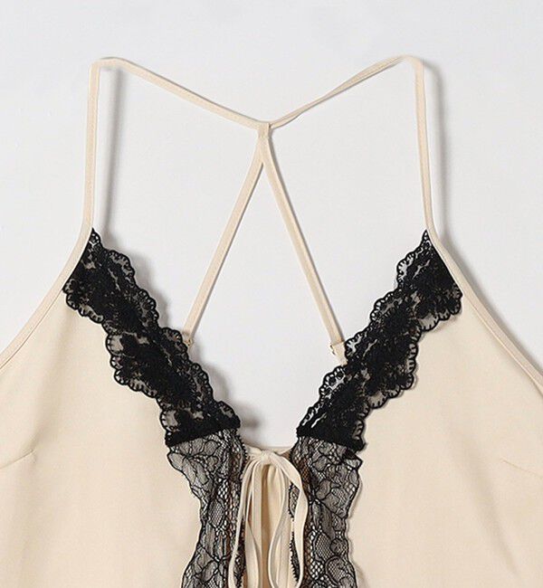 quaranciel「quaranciel:〈洗濯機可能〉サテン レース フロント オープン キャミソール」|キャミソール|
