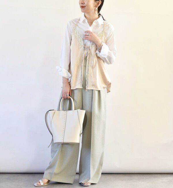 quaranciel「quaranciel:〈洗濯機可能〉サテン レース フロント オープン キャミソール」|キャミソール|