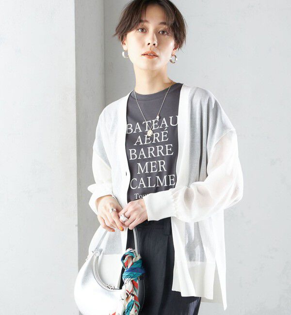 SHIPS for women「〈手洗い可能〉シアー ミドル丈 カーディガン ◇」|カーディガン|オフホワイト