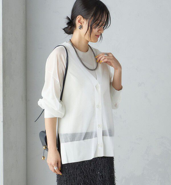 SHIPS for women「〈手洗い可能〉シアー ミドル丈 カーディガン ◇」|カーディガン|