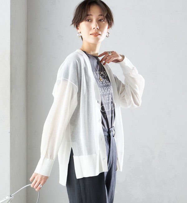 SHIPS for women「〈手洗い可能〉シアー ミドル丈 カーディガン ◇」|カーディガン|