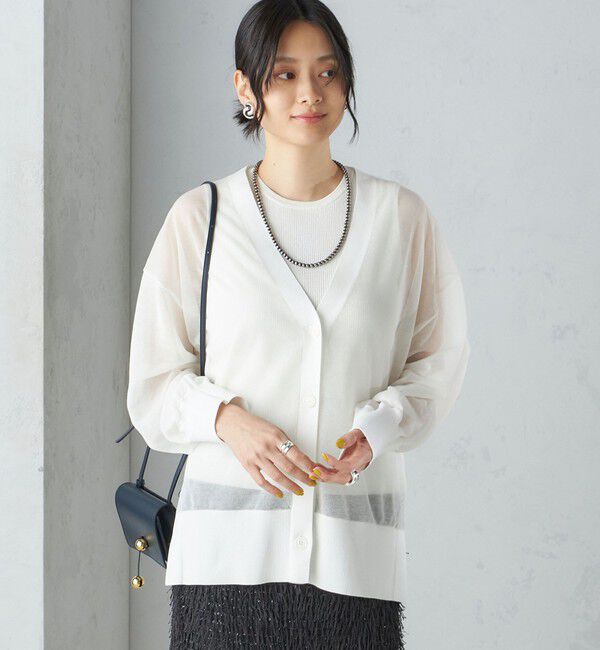 SHIPS for women「〈手洗い可能〉シアー ミドル丈 カーディガン ◇」|カーディガン|