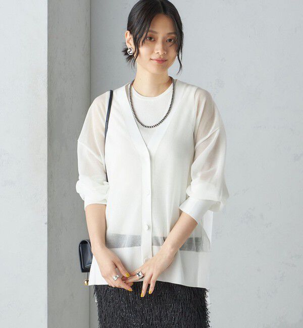 SHIPS for women「〈手洗い可能〉シアー ミドル丈 カーディガン ◇」|カーディガン|