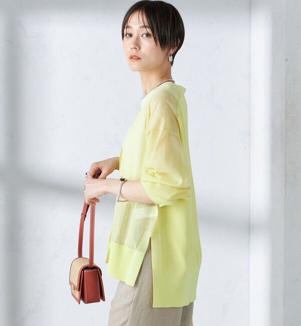 SHIPS for women「〈手洗い可能〉シアー ミドル丈 カーディガン ◇」|カーディガン|イエロー