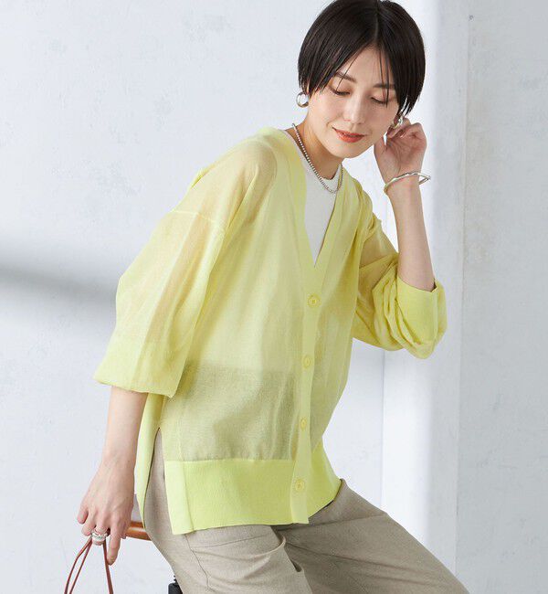 SHIPS for women「〈手洗い可能〉シアー ミドル丈 カーディガン ◇」|カーディガン|